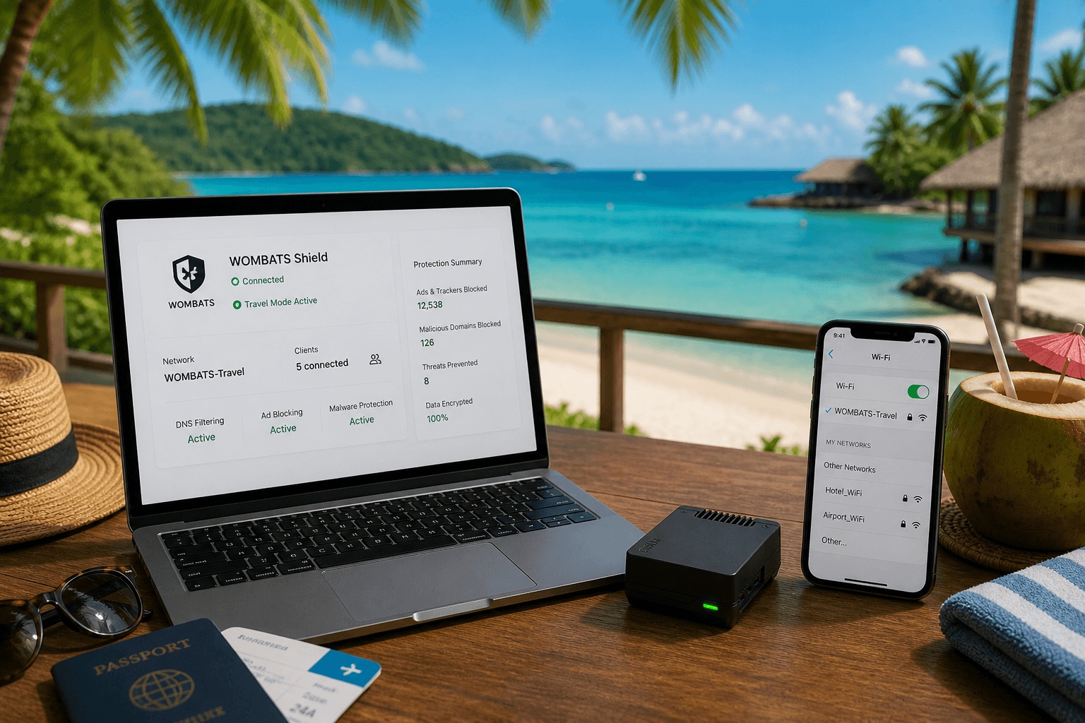 Travel Wi-Fi access point on WOMBATS Shield Vault.
